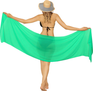 Sea Green Solid Sheer Short Elegant And Lightweight Beach Wrap Sarong