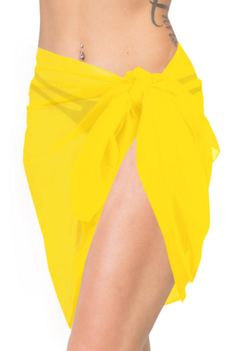 Yellow Solid Sheer Short Elegant And Lightweight Beach Wrap Sarong