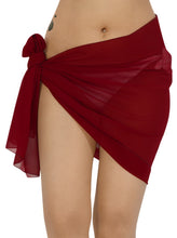 Load image into Gallery viewer, Red Solid Sheer Short Elegant And Lightweight Beach Wrap Sarong