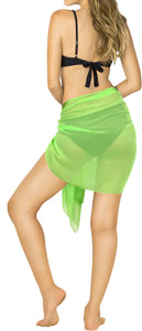Light Green Solid Sheer Short Elegant And Lightweight Beach Wrap Sarong