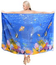 Load image into Gallery viewer, LA LEELA Women's Swimsuit Cover Up Beach Sarong Wrap Skirt 72"x42" Blue_R534