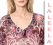 Load image into Gallery viewer, LA LEELA Women Plus Size Chiffon Beach Cover Up Maternity Swimsuit US 8-14 Maroon_J166