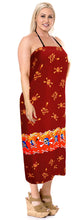 Load image into Gallery viewer, la-leela-soft-light-bikini-tie-slit-cover-up-sarong-printed-88x42-red_2522