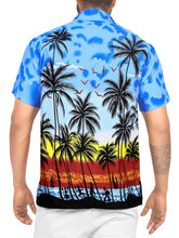 Load image into Gallery viewer, LA LEELA Men&#39;s Casual fit Beach hawaiian Shirt Aloha Tropical Beach  front Pocket Short sleeve Blue