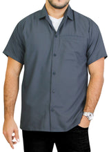Load image into Gallery viewer, LA LEELA Men Regular Size Beach hawaiian Shirt Aloha Tropical Beach  front Pocket Short sleeve Grey