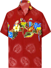 Load image into Gallery viewer, la-leela-shirt-casual-button-down-short-sleeve-beach-shirt-men-aloha-pocket-Blood Red_W369