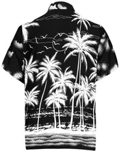 Load image into Gallery viewer, la-leela-mens-casual-beach-hawaiian-shirt-for-aloha-tropical-beach-front-pocket-short-sleeve-pocket-black