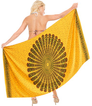 Load image into Gallery viewer, la-leela-swimwear-rayon-long-swim-dress-beach-girl-swimsuit-sarong-printed-78x39-yellow_4923