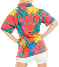 Load image into Gallery viewer, la-leela-womens-beach-casual-hawaiian-blouse-short-sleeve-button-down-shirt-multicolor