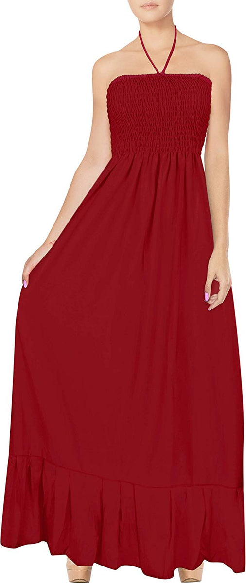 LA LEELA Women's Bohemian Beach Party Dress - One Size Tube Dress, Printed, Elastic Bust