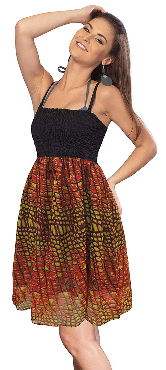 La Leela Women's Printed Halter Tube Dress - Sheer Chiffon & Spandex Beach Cover Up