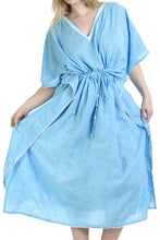 Load image into Gallery viewer, LA LEELA Rayon 8 Solid Women's Kaftan Style Beachwear Cover up Nightgown Dress