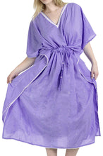 Load image into Gallery viewer, LA LEELA Rayon 8 Solid Women's Kaftan Style Beachwear Cover up Nightgown Dress