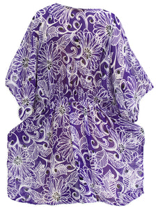 LA LEELA Women's Summer Loose Casual 3/4 Sleeve Chiffon Top T- Blouse US 8-14 Purple_E867