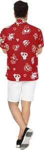 LA LEELA Casual Beach hawaiian Shirt for Aloha Tropical Beach front Pocket Short Sleeve for Men Red