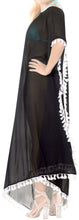 Load image into Gallery viewer, la-leela-chiffon-solid-long-caftan-dress-women-black_4114-osfm-14-18w-l-2x