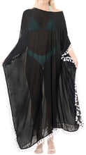 Load image into Gallery viewer, la-leela-chiffon-solid-long-caftan-dress-women-black_4114-osfm-14-18w-l-2x