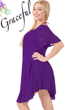 Load image into Gallery viewer, LA LEELA Rayon Tie Dye Maxi Wedding Designer Casual DRESS Beach Cover ups Violet