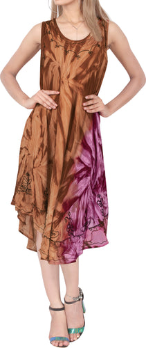 LA LEELA Floral Casual Caftan Dress for Women Brown_Y860 US Size 14 - 20W