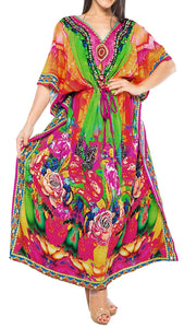 LA LEELA Women's Plus Size HD Designer Drawstring Caftan Dress Fits L-4X