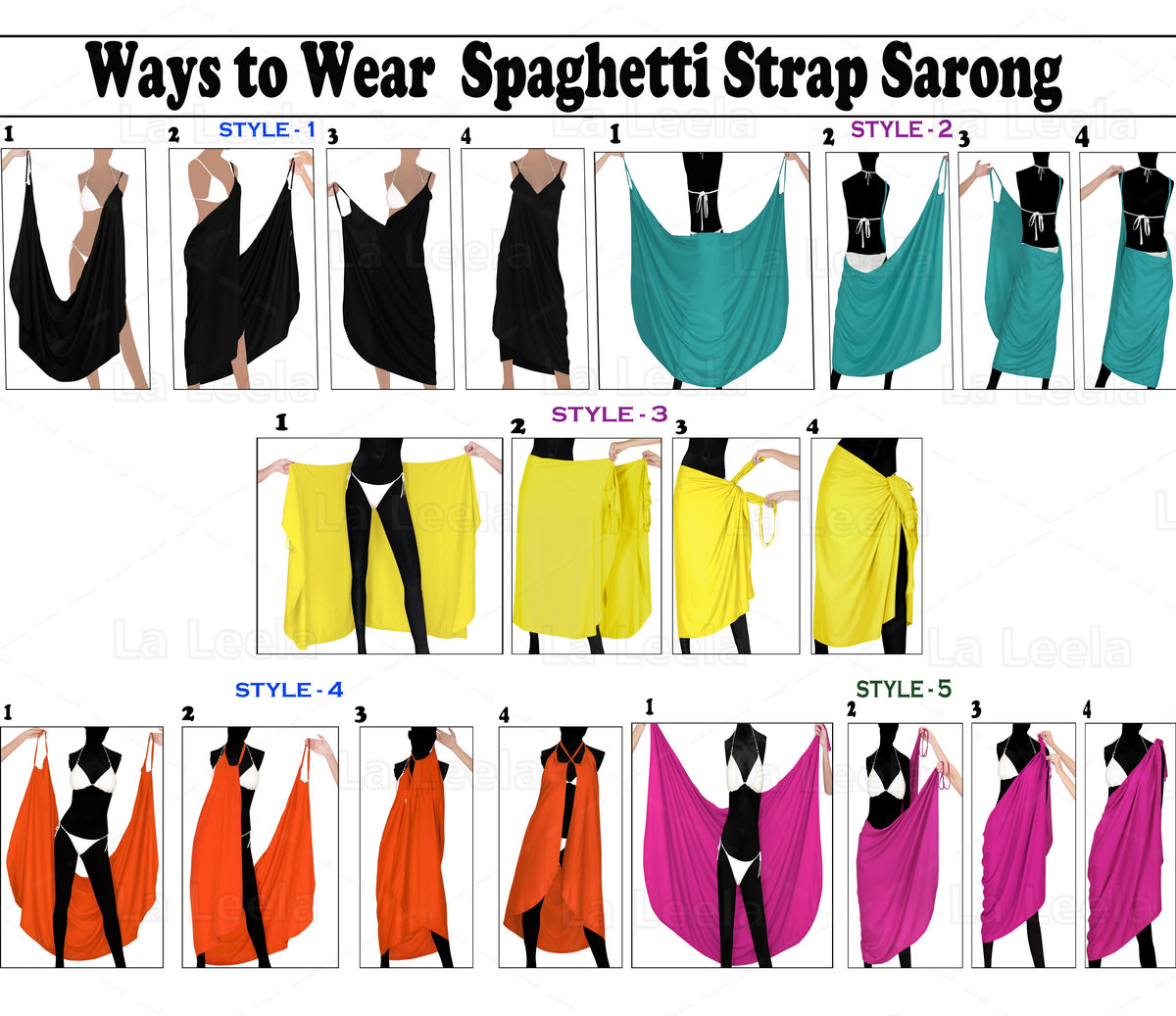 La Leela Women's Bikini Beach Wrap Hawaiian Sarong Swimming Suit