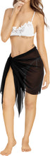 Cargar imagen en el visor de la galería, Black Solid Sheer Short Elegant And Lightweight Beach Wrap Sarong