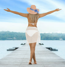 Cargar imagen en el visor de la galería, White Solid Sheer Short Elegant And Lightweight Beach Wrap Sarong