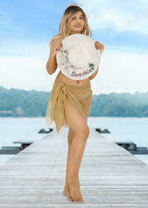 Khakhi Solid Sheer Short Elegant And Lightweight Beach Wrap Sarong