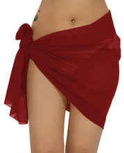 Cargar imagen en el visor de la galería, Maroon Solid Sheer Short Elegant And Lightweight Beach Wrap Sarong