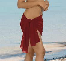 Cargar imagen en el visor de la galería, Maroon Solid Sheer Short Elegant And Lightweight Beach Wrap Sarong