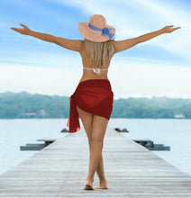 Cargar imagen en el visor de la galería, Maroon Solid Sheer Short Elegant And Lightweight Beach Wrap Sarong