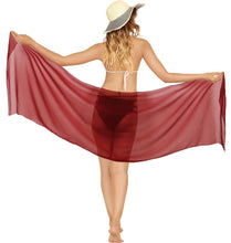 Cargar imagen en el visor de la galería, Maroon Solid Sheer Short Elegant And Lightweight Beach Wrap Sarong