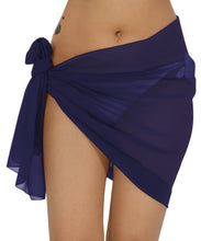 Load image into Gallery viewer, Navy Blue Solid Sheer Short Elegant And Lightweight Beach Wrap Sarong