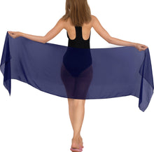 Load image into Gallery viewer, Navy Blue Solid Sheer Short Elegant And Lightweight Beach Wrap Sarong