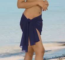 Load image into Gallery viewer, Navy Blue Solid Sheer Short Elegant And Lightweight Beach Wrap Sarong