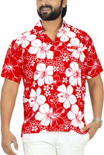 Load image into Gallery viewer, La Leela Men&#39;s Floral Hibiscus Allover  Shirt For Summer/Spring Red
