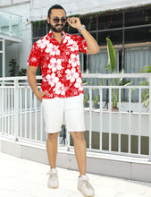 Load image into Gallery viewer, La Leela Men&#39;s Floral Hibiscus Allover  Shirt For Summer/Spring Red