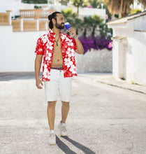 Load image into Gallery viewer, La Leela Men&#39;s Floral Hibiscus Allover  Shirt For Summer/Spring Red