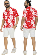 Load image into Gallery viewer, La Leela Men&#39;s Floral Hibiscus Allover  Shirt For Summer/Spring Red