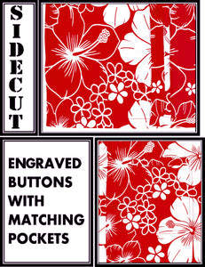 La Leela Men's Floral Hibiscus Allover  Shirt For Summer/Spring Red