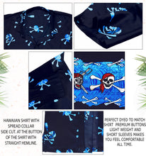Load image into Gallery viewer, La Leela Men&#39;s Causal Halloween Skull Cross &amp; Pirates Printed Bright Blue Shirt