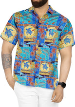 Load image into Gallery viewer, Allover Collage Mini Palm Tree Turtle and Dolphin Printed Hawaiian Beach Shirt For Men