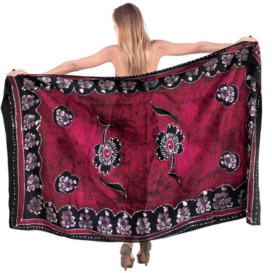 La Leela Rayon Batik Flower Bikini  Beach Wrap Sarong