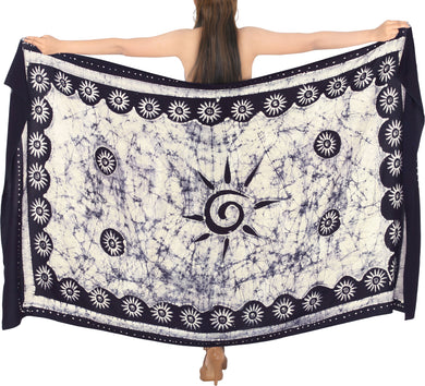 La Leela Rayon Batik Floral Swirl Bikini Beach Wrap Sarong