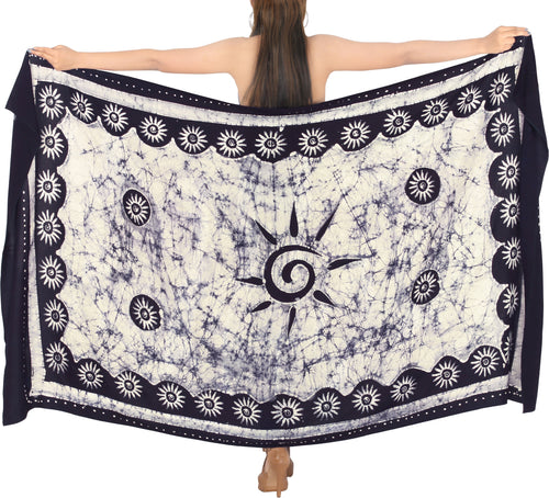 La Leela Rayon Batik Floral Swirl Bikini Beach Wrap Sarong