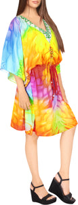 La Leela Women's Abstract Printed Likre Beach Coverup -One Size Fits The Most (3X-4X)