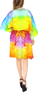 La Leela Women's Abstract Printed Likre Beach Coverup -One Size Fits The Most (3X-4X)