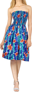Royal Blue Allover Floral Printed Short Tube Dress For Women