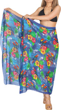 Load image into Gallery viewer, Allover Tropical Floral and Parrots Sheer Beach Wrap For Women