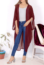 Load image into Gallery viewer, LA LEELA Women Kimono Blouse Beach Swimsuit Cover up Solid OSFM 16-28W [XL- 4X] Maroon